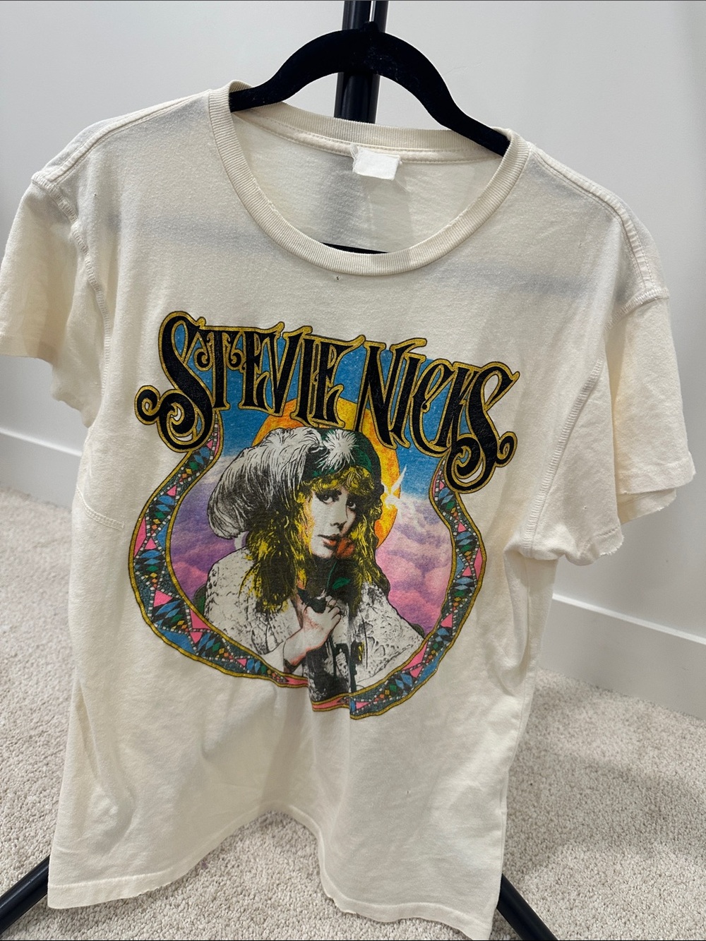 Amazon Cream Graphic Band Tee with Multicolor Print